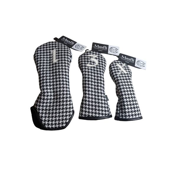 3x Maxfli Vintage Collection Houndstooth Golf Head Cover Driver/Fairway/Hybrid X - Picture 1 of 5